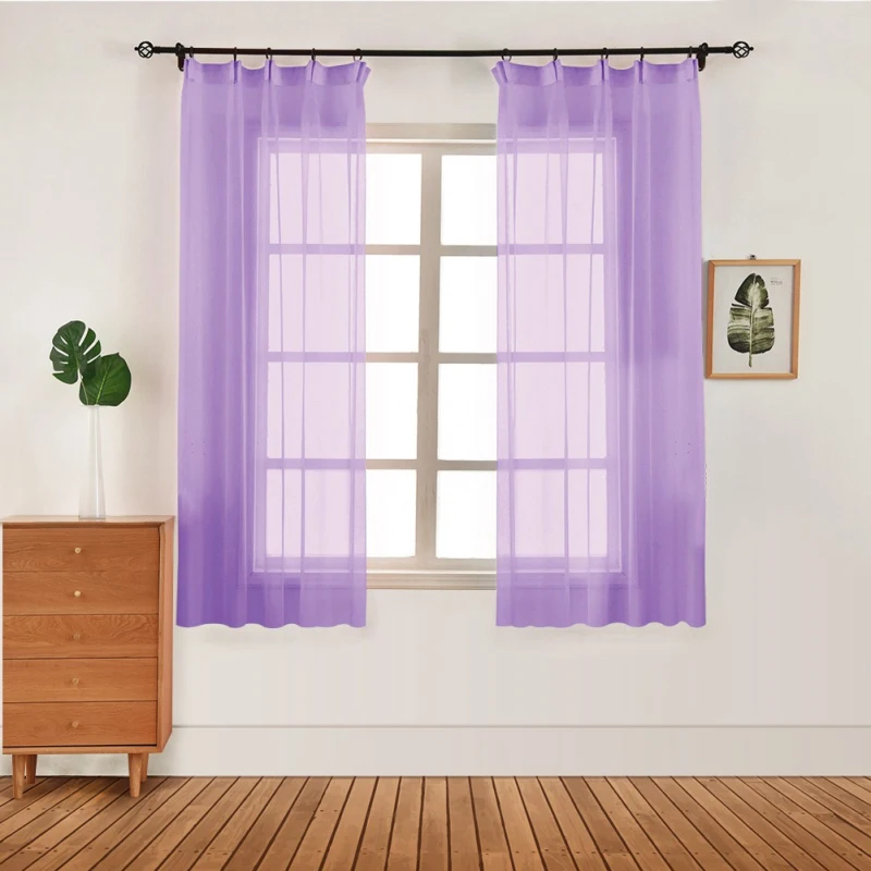 1 шт. 100x130 спальня современные окна тюль шторы панель вуаль окна тени - Color: light purple