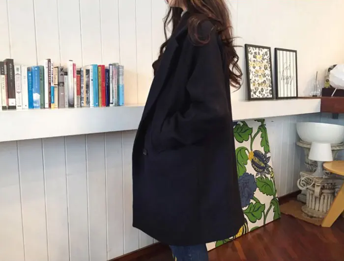 Тонкое шерстяное пальто женское с длинным рукавом с отложным воротником Верхняя одежда повседневное осеннее зимнее элегантное пальто серый черный