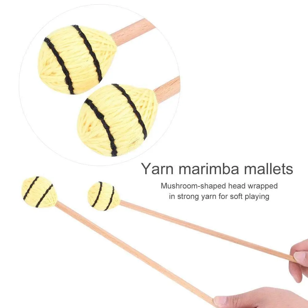 1 пара Mallets Marimba, перкуссионные Mallets с головкой из пряжи и гладкой деревянной ручкой для профессионального плеера-музыка