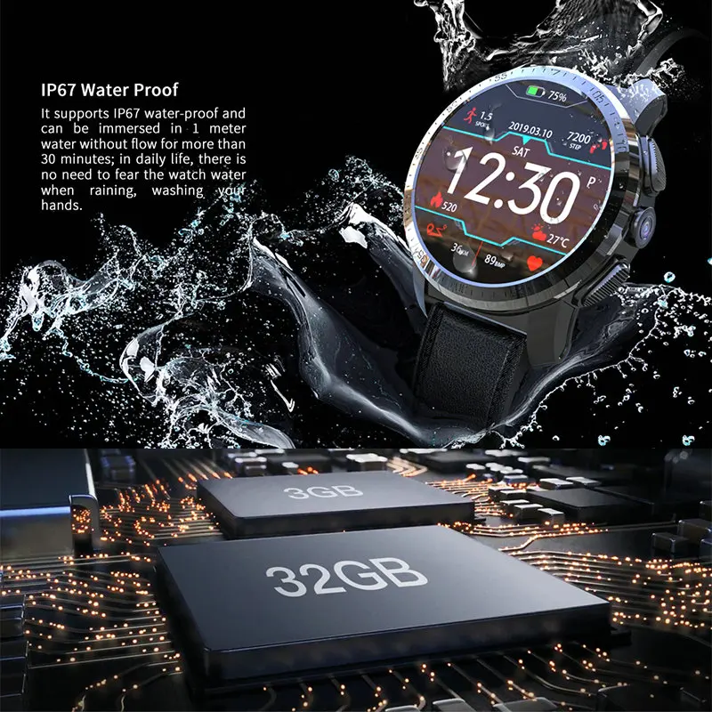 Смарт часы KOSPET Optimus Pro для телефона 3 ГБ 32 пульсометр 800 мАч аккумулятор двойная