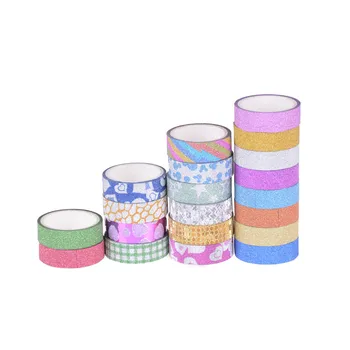 

5 pcs/Lot Candy color Glitter masking tapes Gold paper Decorative adhesive tape sticker Stationery School supplies