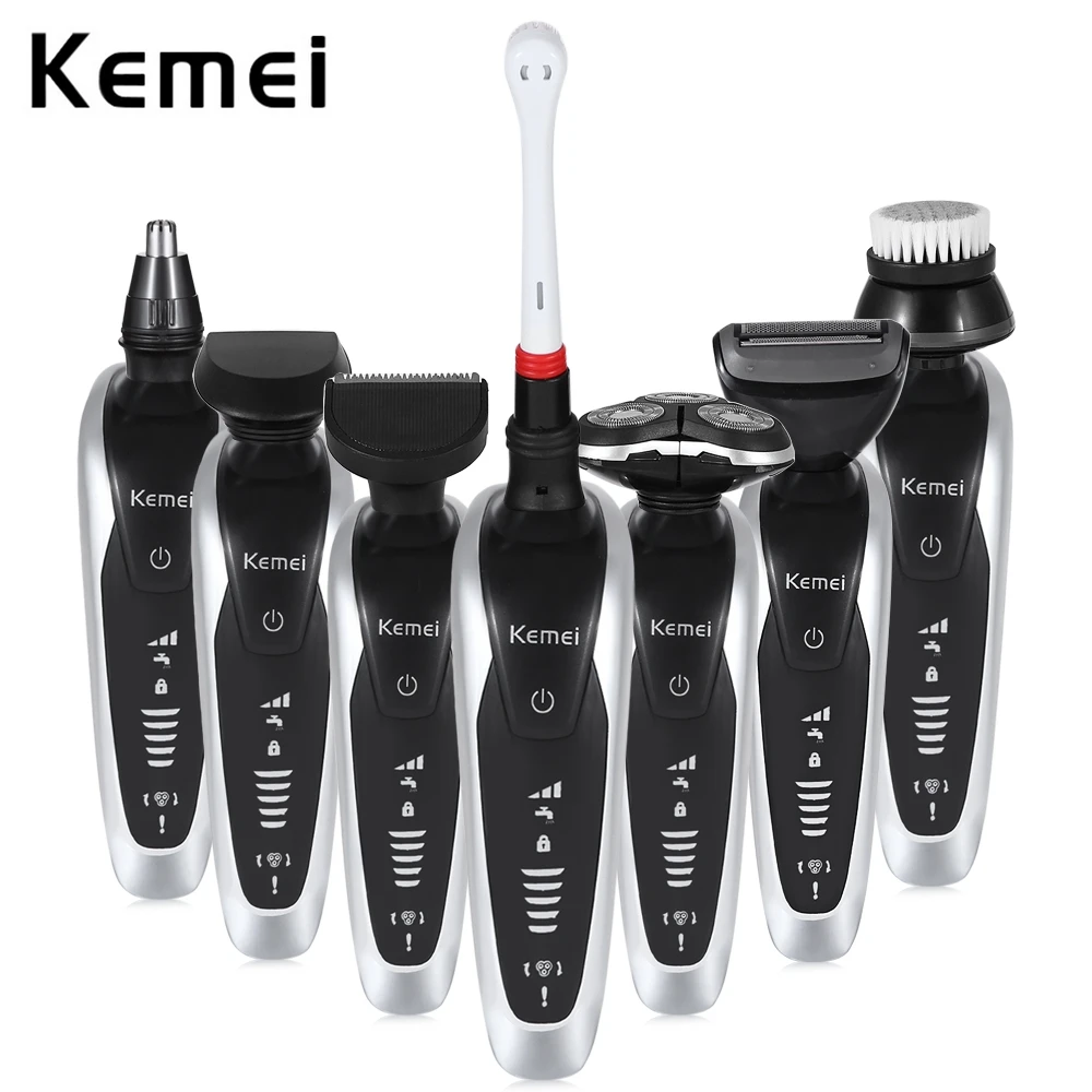 

Kemei 7 in 1 Men's 3D Electric Shaver Triple Blade Beard Trimmer Rechargeable Razor for Men Shaving Machine Barbeador Face Care