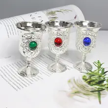 ENERGE SPRING Antique craft white wine glass Chinese Miao Tibetan with diamond wine glass set with gemstone silver retro goblet