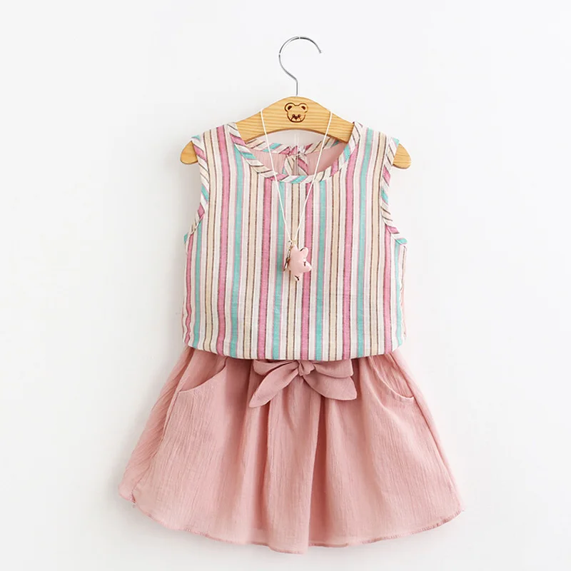 Hurave-2017-new-girls-skirt-summer-cute-kids-clothes-clothing-striped-T-shirt-skirt-little-girls-dresses-toddler-clothing-sets-1