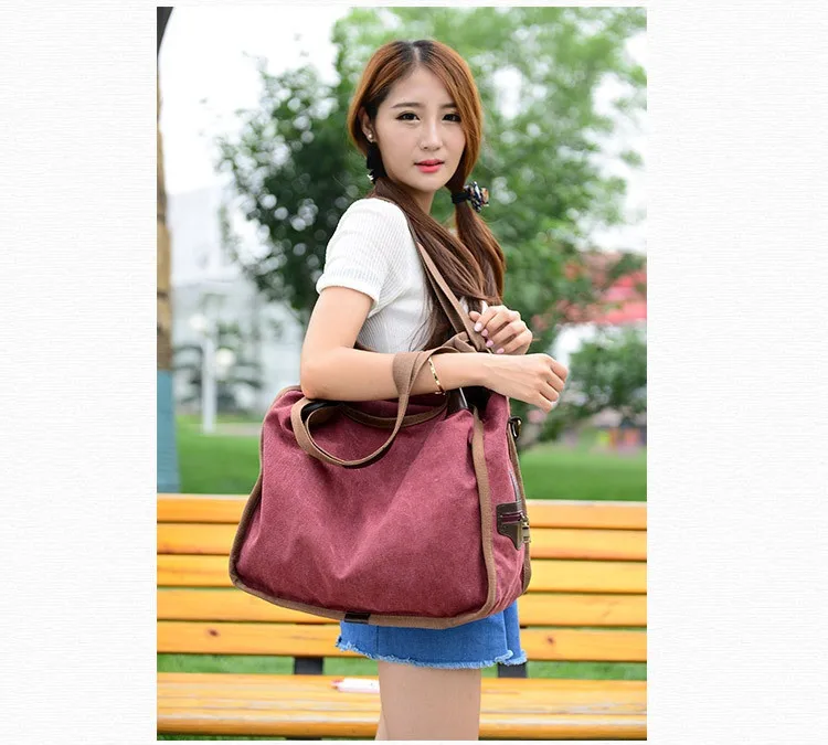 MJ Women's Canvas Handbags High Quality Female Canvas Totes Casual Shoulder Bags Large Travel Bag Ladies Solid Crossbody Bags (8)