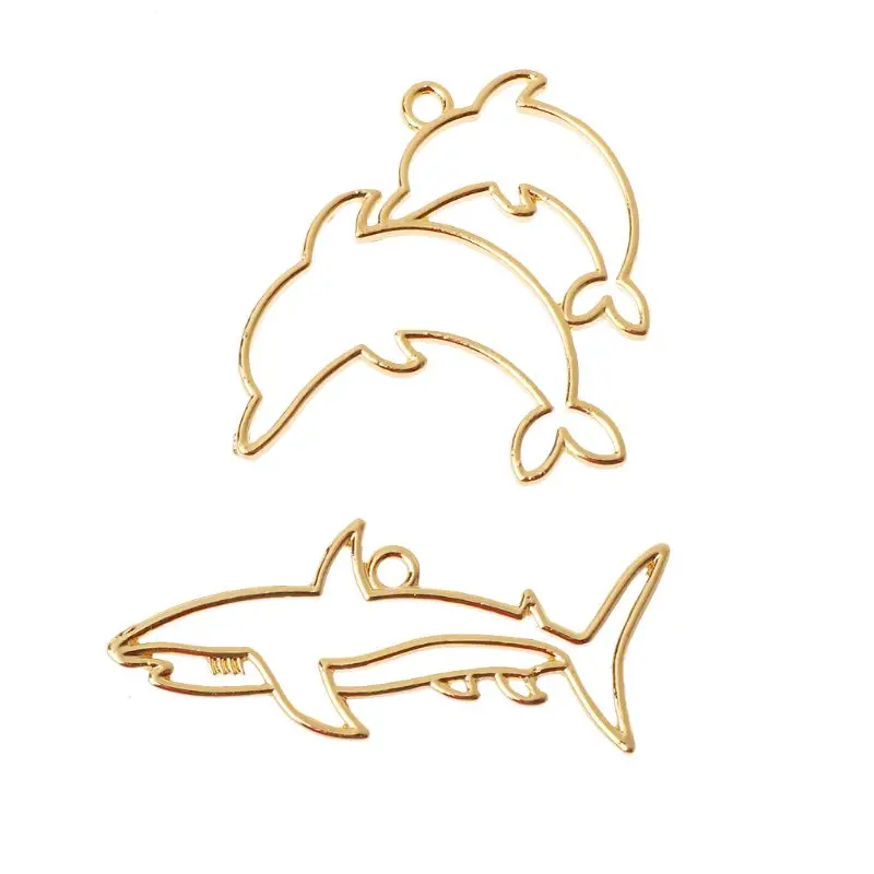 

2Pcs Dolphin Shark Blank Resin Frame Pendant Open Bezel Setting Jewelry Making