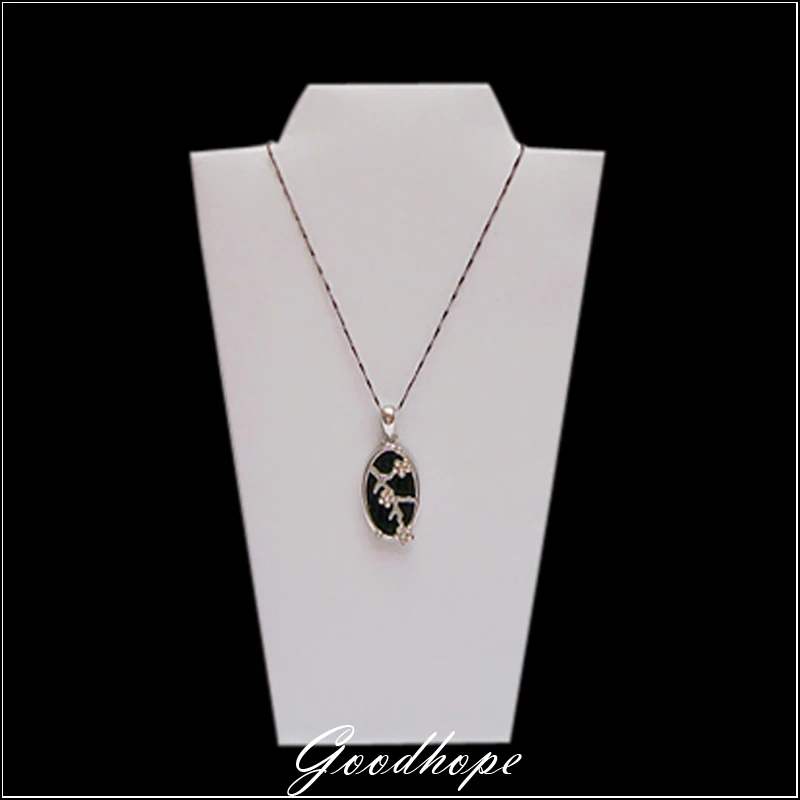 

Retail White Faux Leather Necklace Easels Jewelry Necklace Displays Pendant Chain Stand 8 1/2" Foldable Colliers Holder Showcase