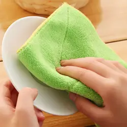 T 5 шт. двухстороннее полотенце для мытья кухонные чистящие полотенца микрофибра утолщение Чистящая тряпка не шерсть губка для мытья посуды
