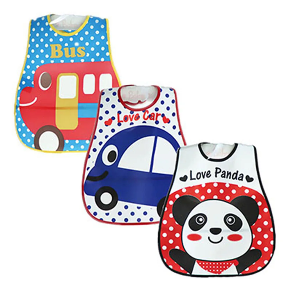 3pcs/lot Mother Nest Baby Bibs Waterproof Safe Material PEVA Baby Bibs Cartoon Style Baby Kids