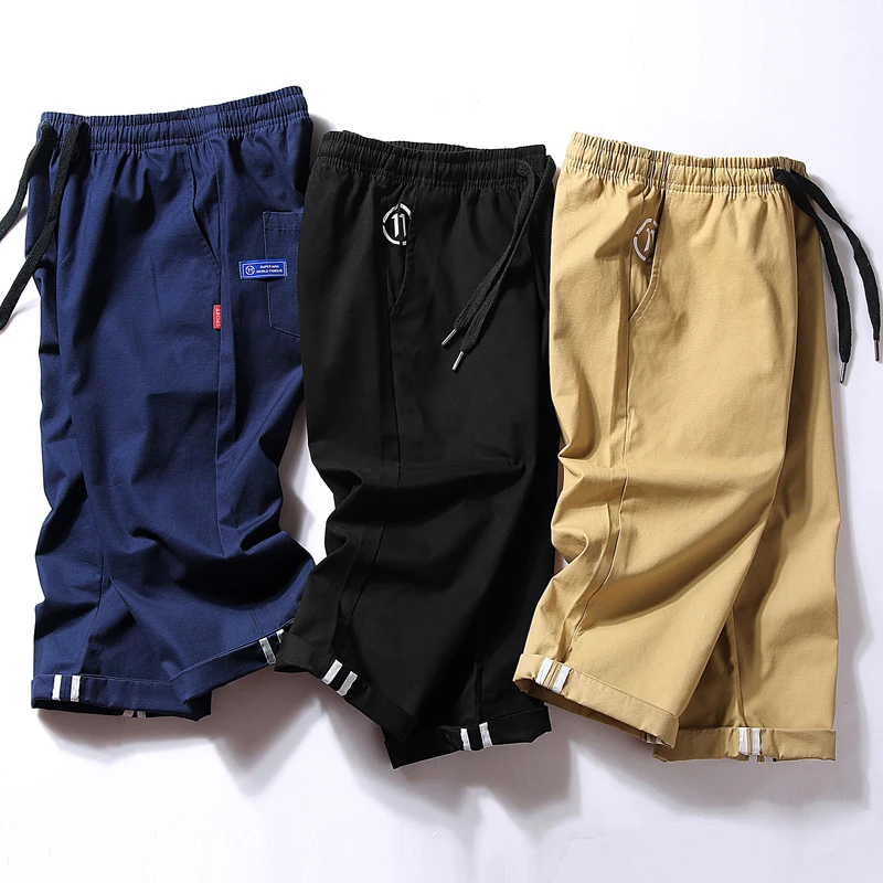 

Men's Summer Cotton Shorts Sportswear Short Pants Good quality Men Solid Casual Shorts Elasric Waist Loose Shorts Size 4XL