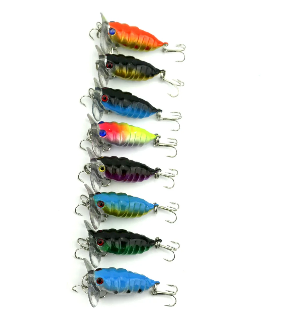

12pcs 4CM 4.4G 8#hooks Cicada hard Fishing lures Insect Crankbaits artificial peche fishing baits isca pesca fishing tackles