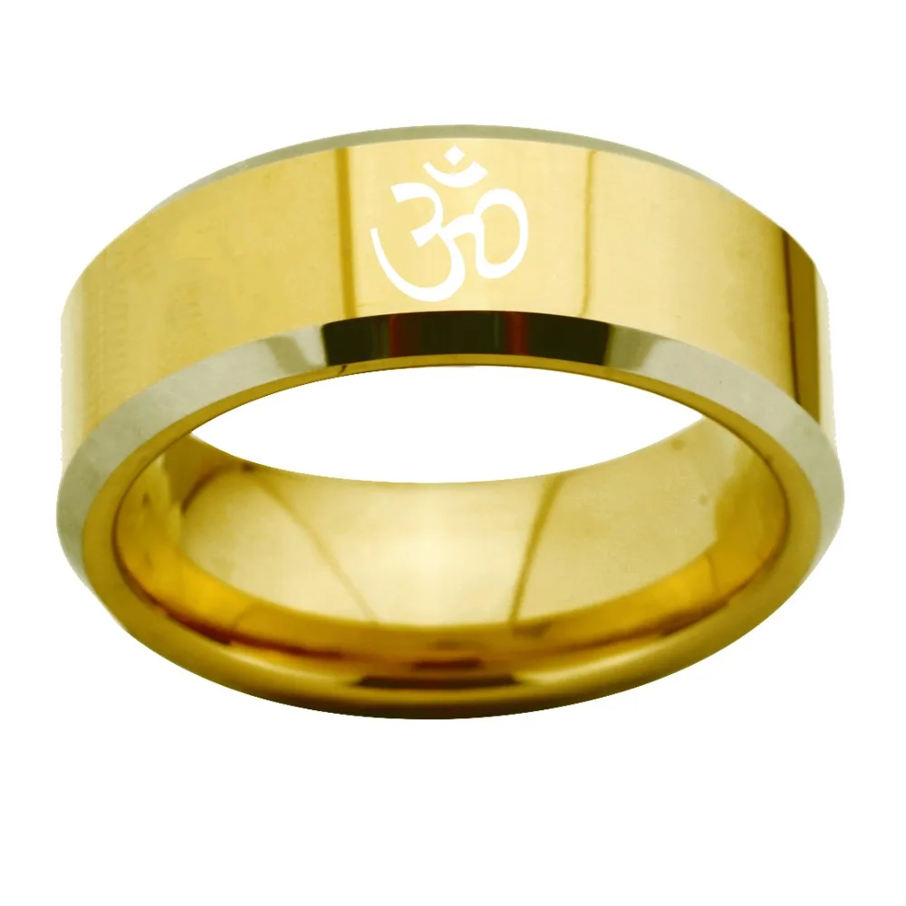 YGK Jewelry Religious Design Golden With Shiny Bevel Tungsten Ring New Men's Wedding Engagement Anniversary Gift Ring