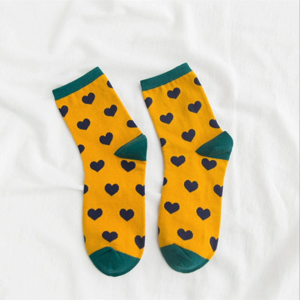 IMARSO, длинные носки для женщин с принтом сердца, Ранняя осень, Новое поступление, длинные носки для женщин, хорошее качество, Украина - Цвет: Yellow