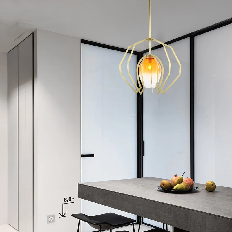 Modern Simple gradient glass pendant lights light led hanglamp loft decor lamps light fixtures hanging lamp Living room bedroom