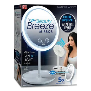 

Three-in-one Fan LED Light Beauty Breeze Mirror Sweat-free Makeup Mirror Factory Direct Stand Mirror