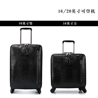 US $147.42 CARRYLOVE Latest Fashion Crocodile Pattern 162022 Size Cow Leather Boarding Rolling Luggage Spinner Brand Travel Suitcase
