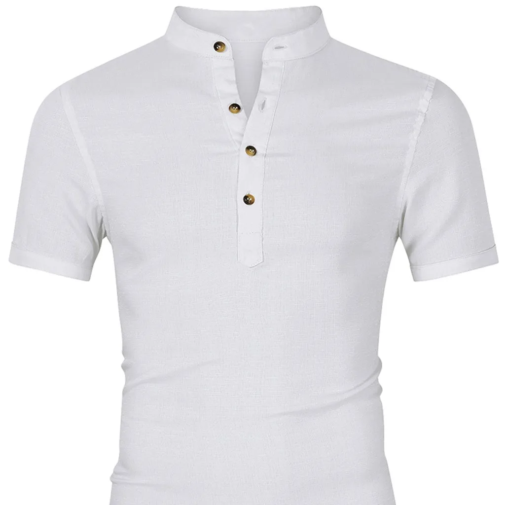 Хит продаж, мужские мешковатые рубашки хлопчатобумажные однотонные рубашки с короткими рукавами и пуговицами в стиле ретро, рубашки camisa