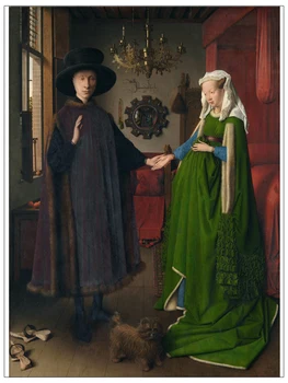 

figurative painting canvas portrait art Imagich Top 100 prints Portrait of Giovanni Arnolfini and his Wife c1434 By Jan van Eyck