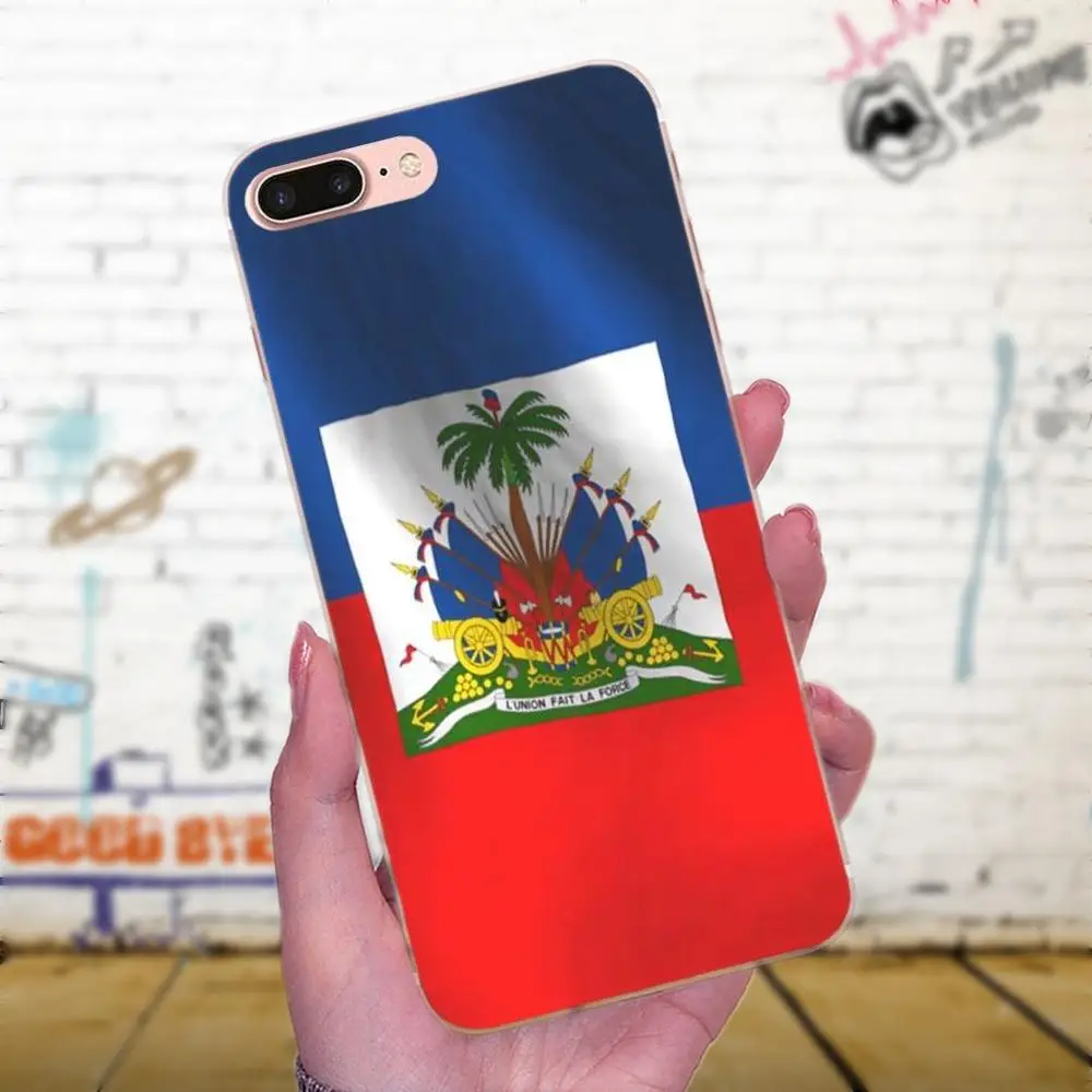 Мягкий ТПУ чехол для Apple iPhone 4 5 5C 6 6S 7 8 Plus X XS Max XR Винтажный с гаитским флагом и