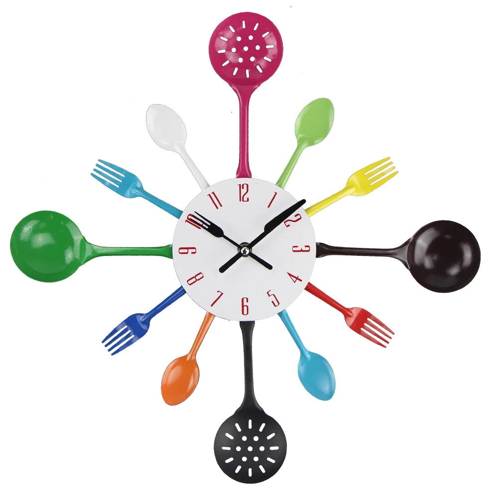 2019 New Fashion Silver Kitchen Clock Cool Design Wall Reloj Kitchen Clock Cool Design Wall