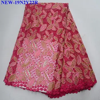 

Nigerian style african stones and beads cord lace 2019 latest african Guipure Cord soluble lace fabric for women and men NR-003
