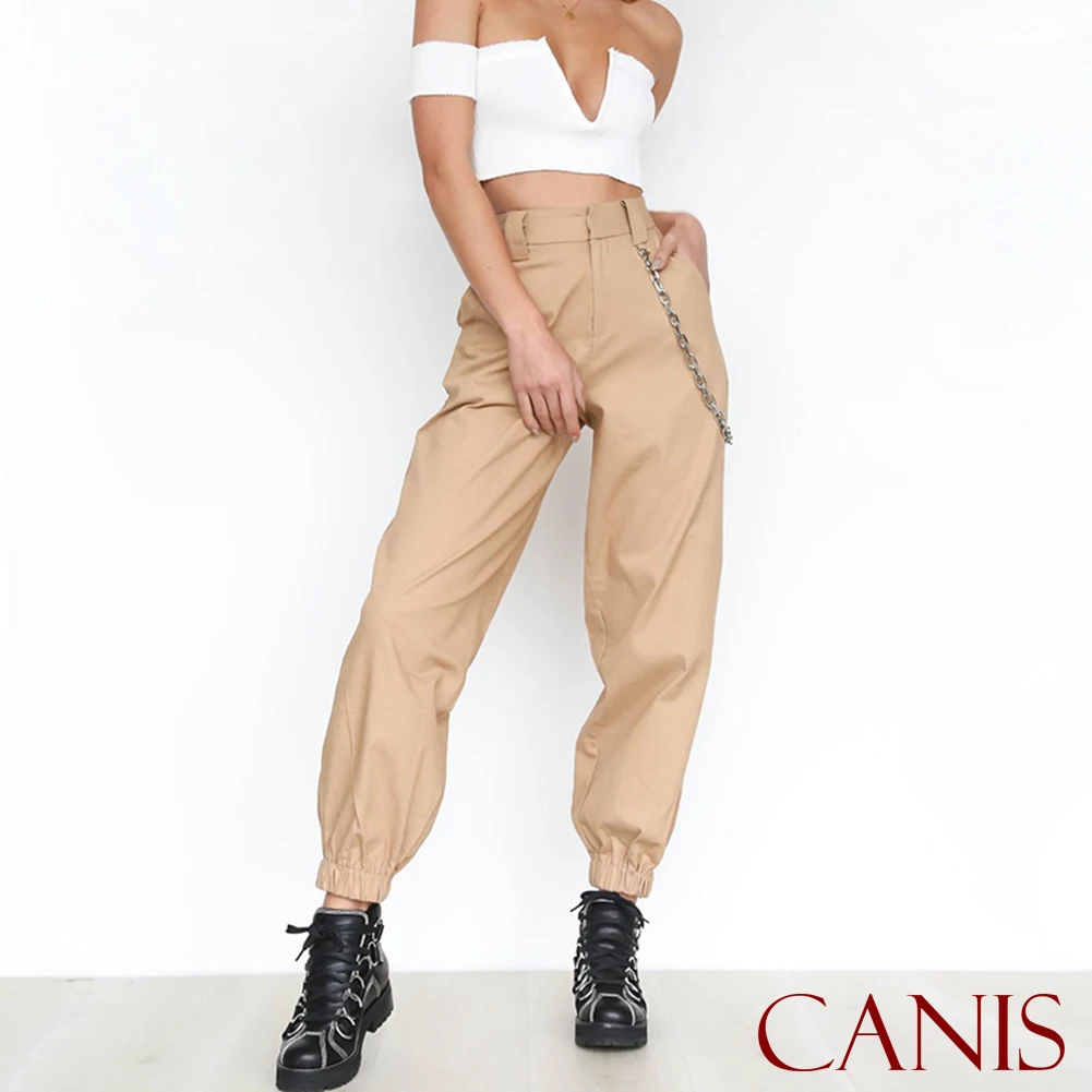Новые горячие женские штаны карго Высокая талия джоггер обтягивающие брюки повседневные боковые спортивные брюки с карманами