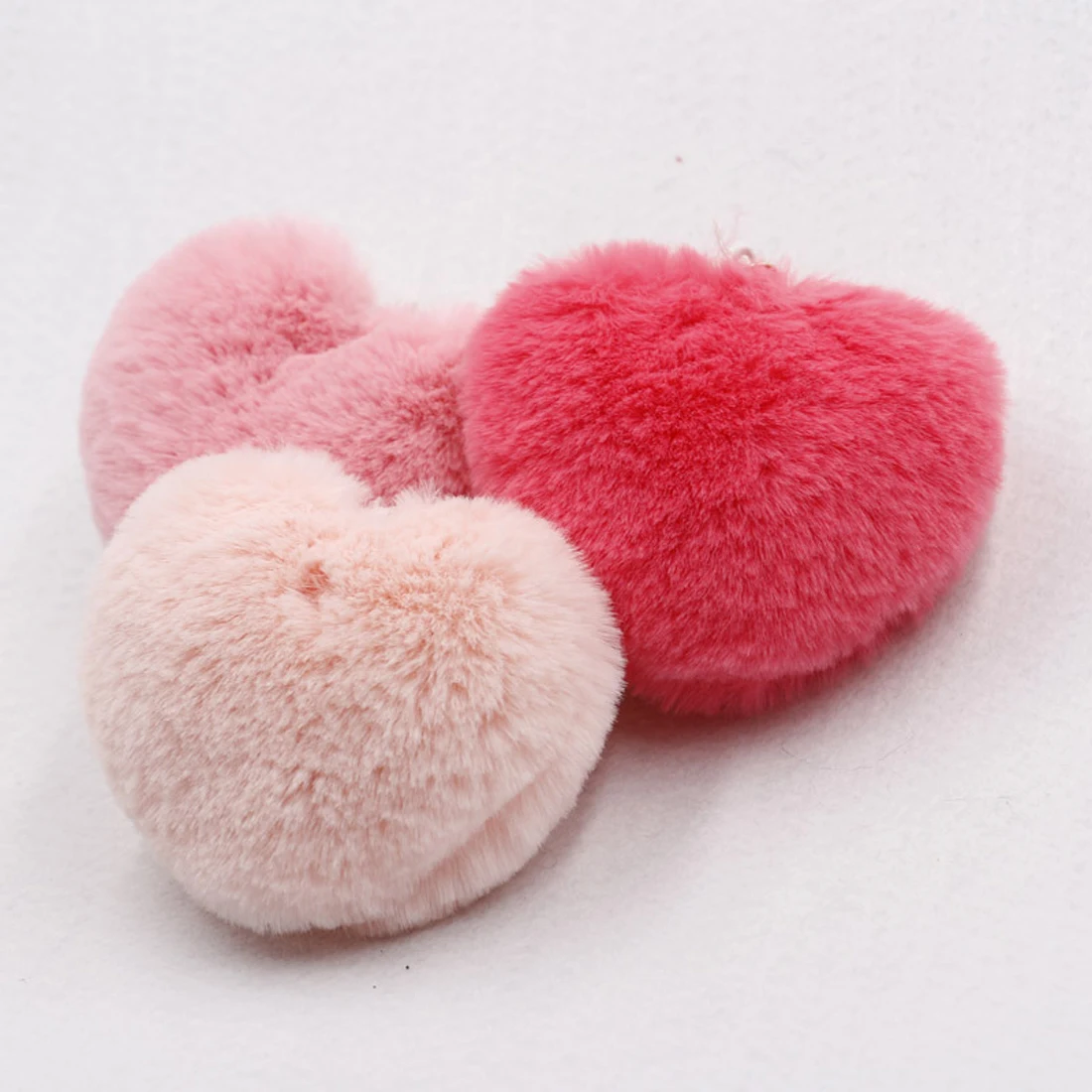 

Cute Pompom Fluffy Plush Heart Shape Keychain Faux Rabbit Fur Women Car Handbag Pendant Keyring Buckle Fashion Jewelry 2018 Hot