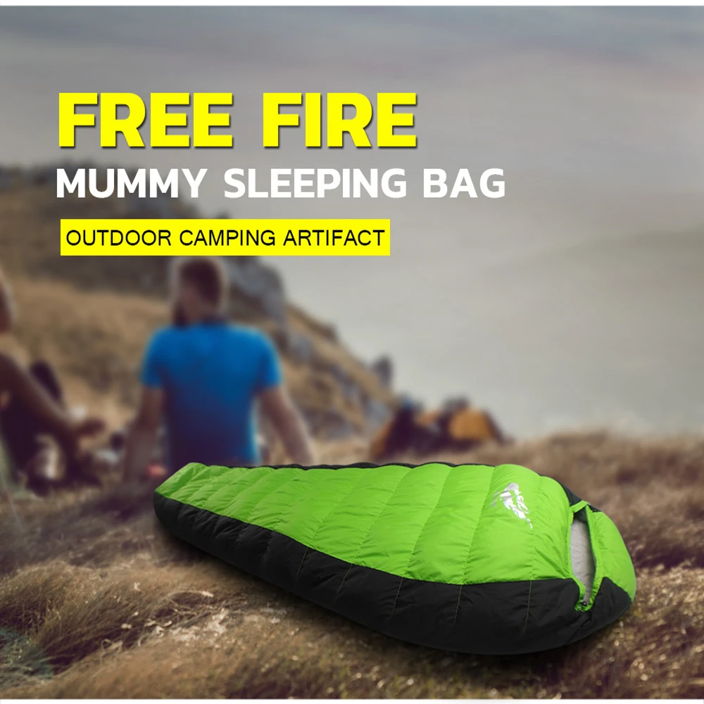

FREE FIRE Mummy Duck Down Outdoor Camping Sleeping Bag 210x80x50cm Nylon Outer Layer Windproof Internal Pocket Sleeping Bag