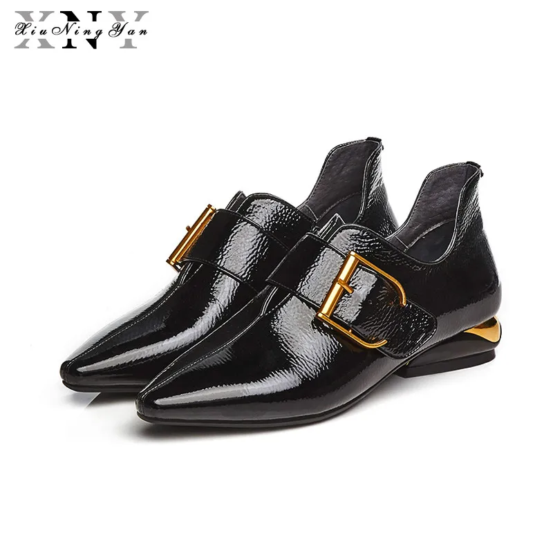 

Women Pumps Genuine Leather Low Heels Buckle Strap with Zipper Fashion Sexy Women Office Career Shoes Basic Pumps Big Size 34-42