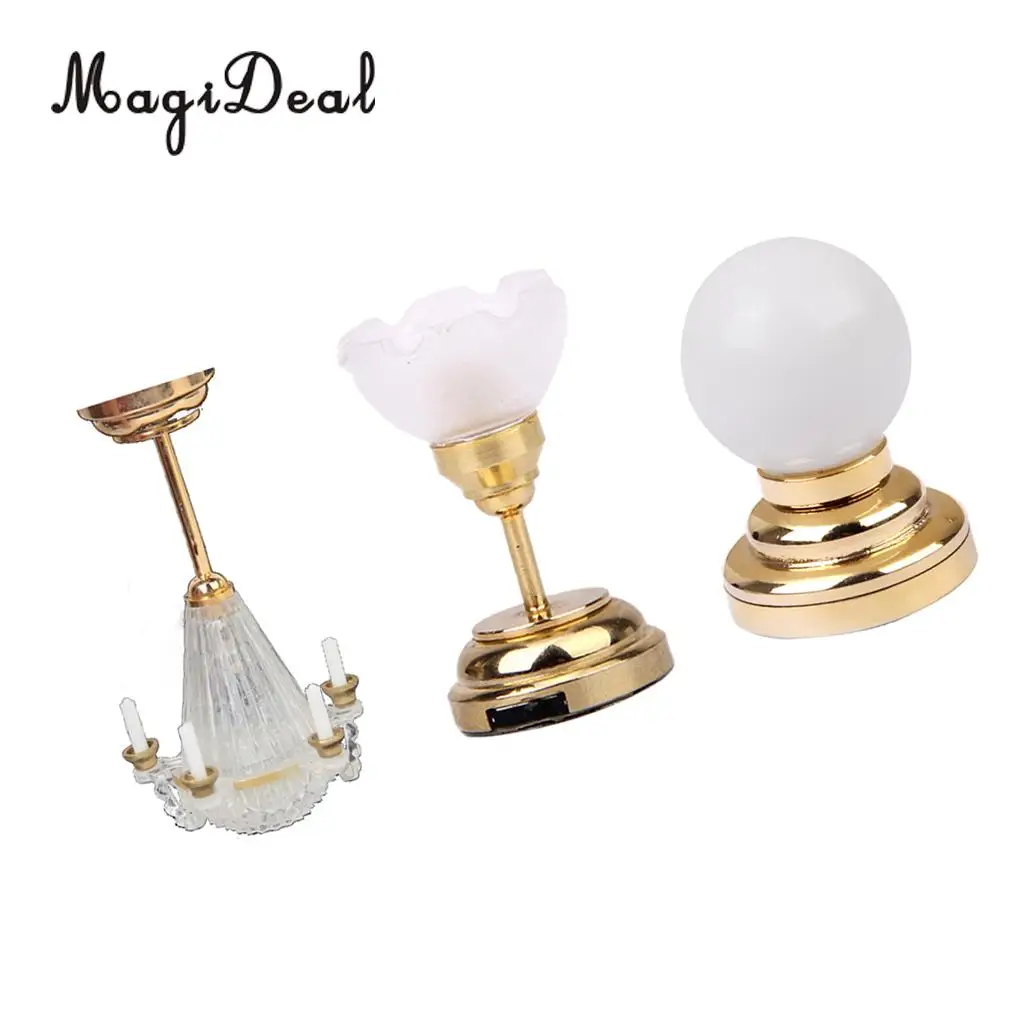 1:12 Scale Dollhouse Miniature Furniture Decoration LED Table Light Ceiling Lamp Battery Operated Plastic Light Accessories