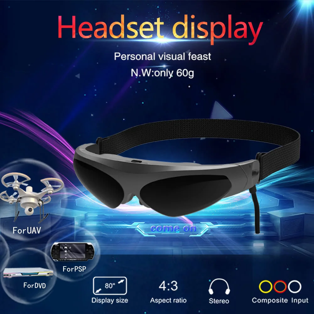 Очки виртуальной реальности VR 3D AV голова установленный дисплей с видом от