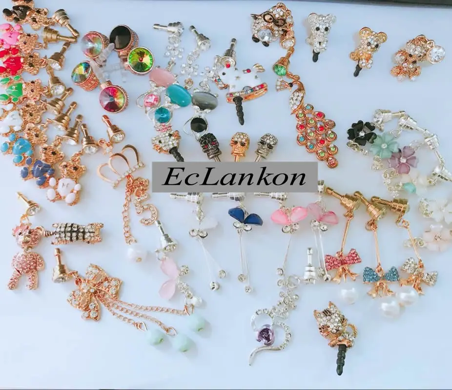 Goedkoop Vele stijlen Diamant dier Patroon dolfijn hond kat koala Anti Stof Plug Voor Telefoon Accessoires Oortelefoon Jack voor iphone huawei