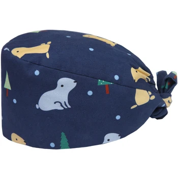 

Sea Lion Women Men Veterinary Surgical Cap Nurse Scrub Caps Medical Accessories Hospital Doctor Nurse Cotton Work Hat Adjustable
