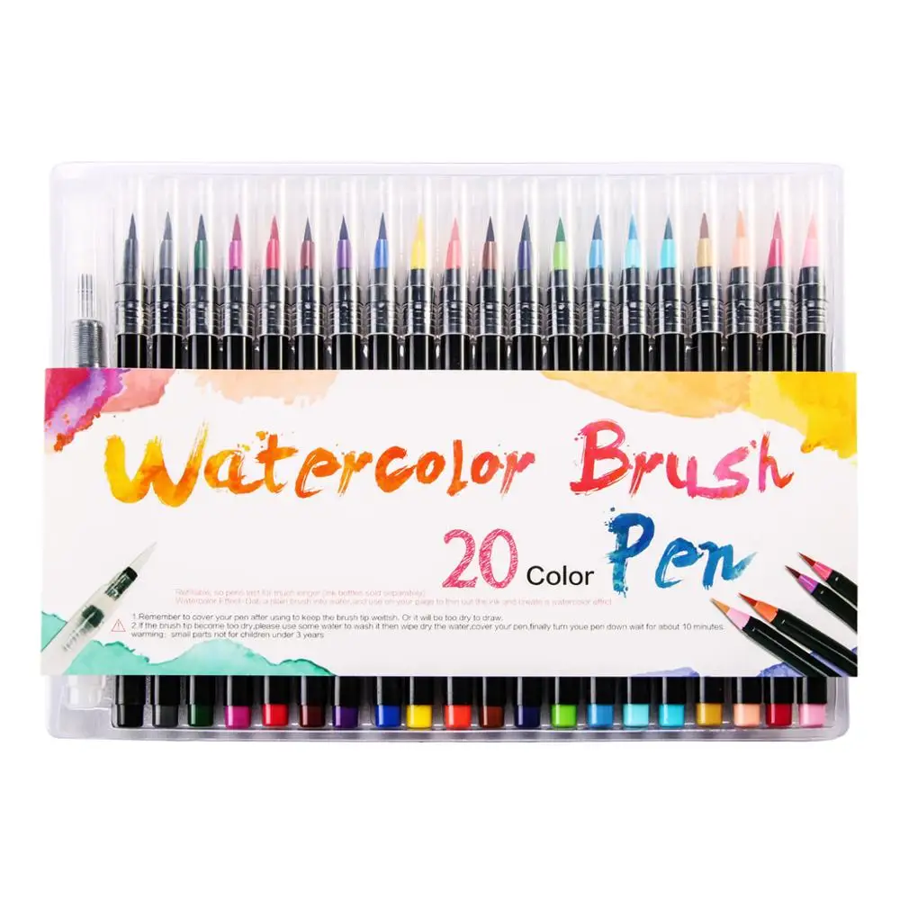 

2019 New 20 Color Watercolor Soft Brush Pen Set Best Effect Drawing Painting Art Marker Pen for Sketch Manga Calligraphy