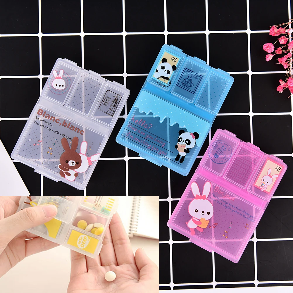 

1PCS Cartoon Animal Plastic Pill Box Mini Cute Medicine Case For Healthy Care Empty Drugs Box for Child Adult Random