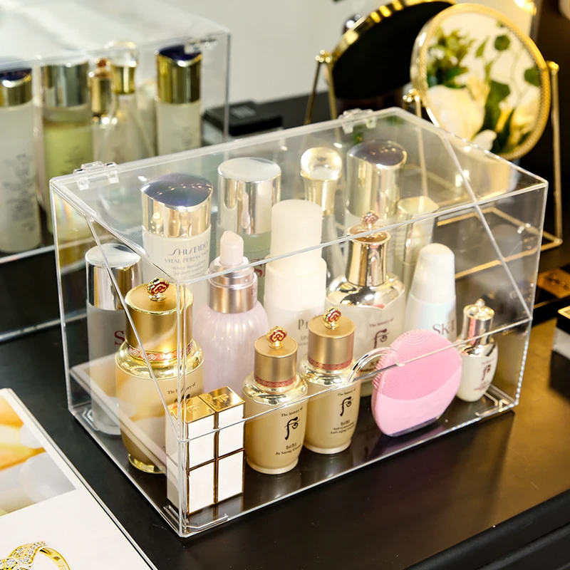 

large dustproof perfume bottles makeup storage box plastic perfume bottles dustproof cosmetic makeup organizer holder box C227-6