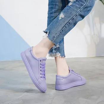 

Women's Sneakers 2019 Spring Genuine Leather Flat White/Black Sneakers Casual Women Shoes Student Sneaker For Woman Shoes