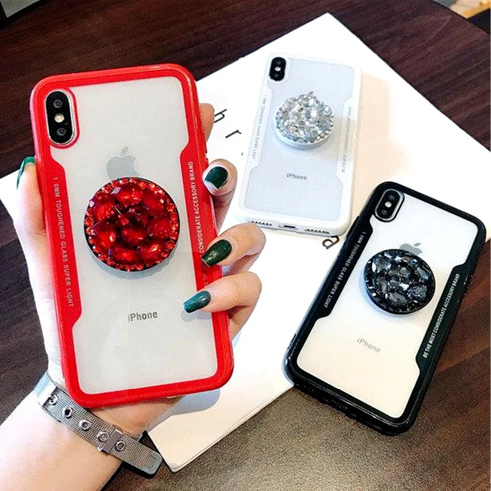 

Jewelry Diamonds phone Case for iphone XS XsMax XR Case Air Bag Support for 5 6S 7 8 6 Plus X XR XSM Cover Transparent Capa