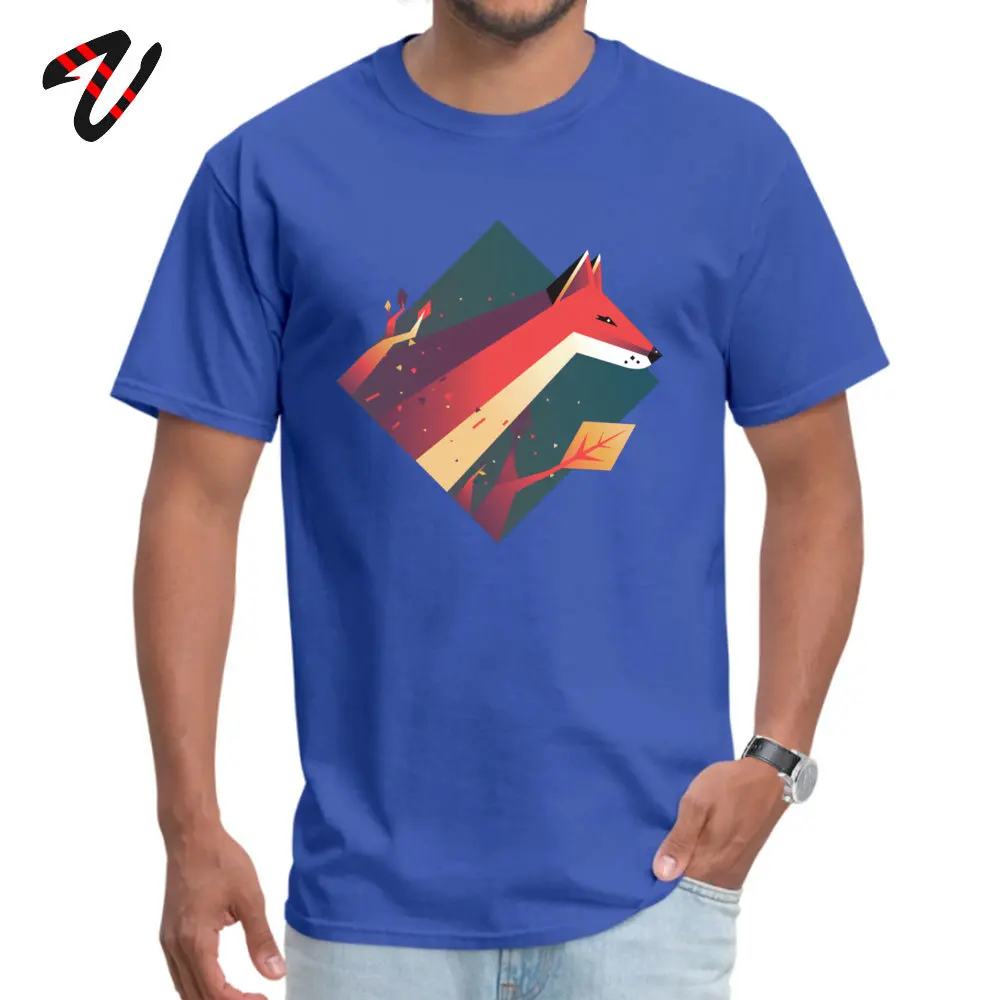 Funny Fox Casual Short Sleeve Summer Tops Shirt Special Crew Neck Cotton Tee Shirt Boy Tshirts Top Quality Fox13723 blue