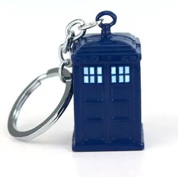 

60pcs/lot Blue Police Box Keychain Doctor Who Keyring Dalek Tardis Police Box Key Chain Key Holder Fashion Jewelry Wholesale