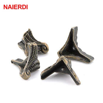 

NAIERDI 10PCS Antique Corner Bracket Bronze Jewelry Box Wooden Case Decorative Feet Leg Corner Protector Furniture Hardware
