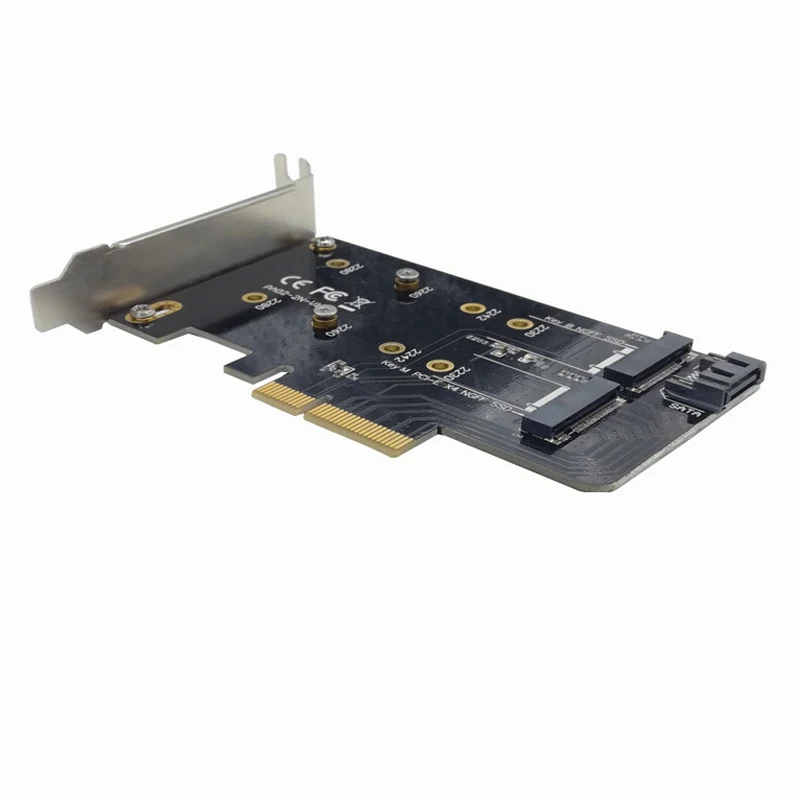 Двойной адаптер M.2 PCIe M2 SSD NVME M Key на базе SATA B к PCI E 3 0x4 контроллеру конвертерная