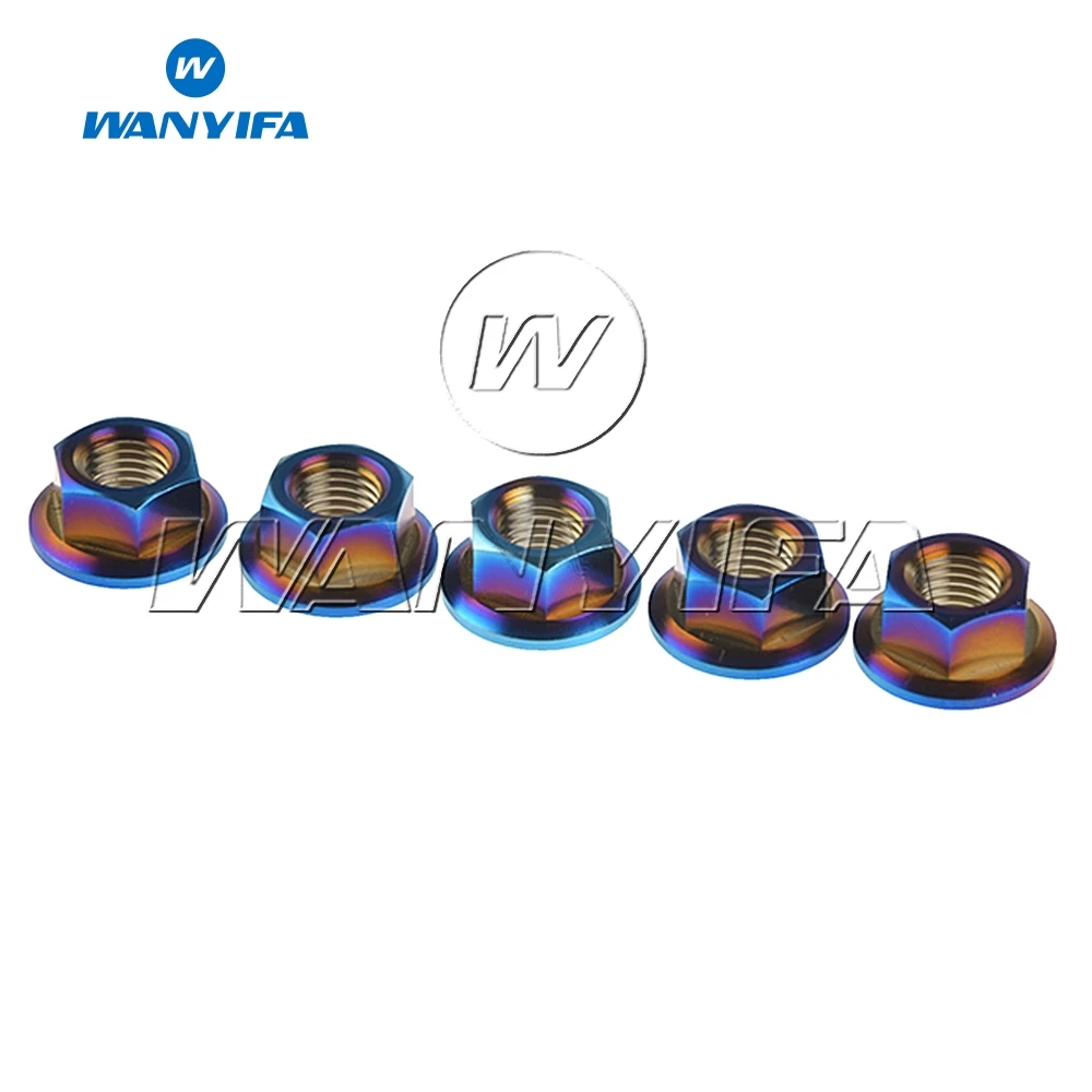 Синий Титановый "Wanyifa" M10 x 1,25 1,5 звездочки гайки с фланцем для Honda/Suzuki/Yamaha 5 шт./лот - Цвет: Синий