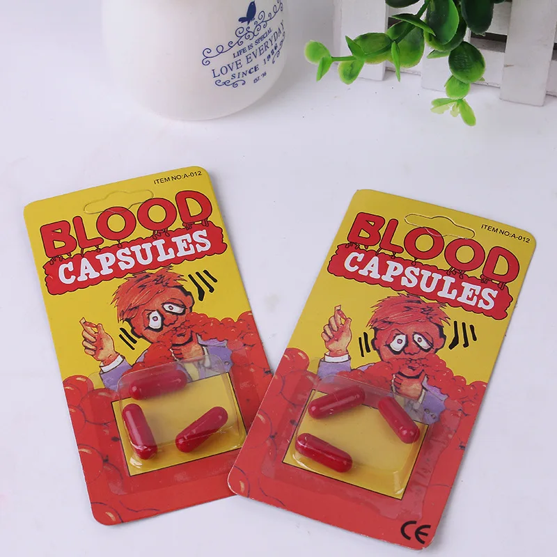 10 card/set Halloween tumbling toys spoof bloody blood pill fear scary