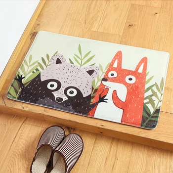 

Cartoon Flannel Carpet Floor Mats Bathroom Entrance Bedroom Non-slip Doorway Hollway Mat Home Kitchen Long Mat