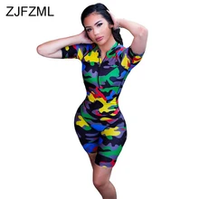 Сексуальный комбинезон с камуфляжным принтом, повседневный короткий комбинезон с глубоким v-образным вырезом и коротким рукавом, женские комбинезоны, уличные вечерние комбинезоны на молнии