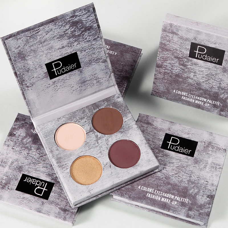 

Pudaier 4 Colors Eyeshadow Palette Matte and Shimmer High Pigment Eye Shadow Pallette Waterproof Sweatproof Eyes Cosmetics