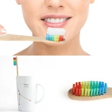 1 шт. красочная головка Мягкая зубная щетка с бамбуковой щетиной окружающей среды деревянная Радужная бамбуковая зубная щетка es чистка зубов Уход за полостью рта