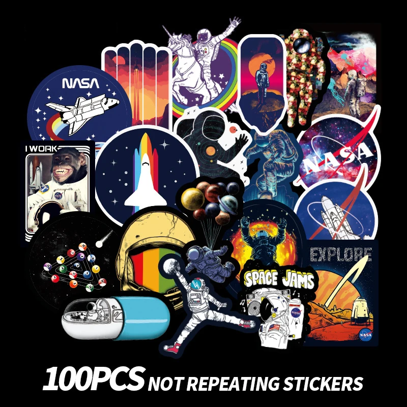 

100PCS Cosmic Space Sticker Anime Icon Animal Cute Stickers Gifts for Children To Laptop Suitcase Guitar Fridge Bicycle Car E