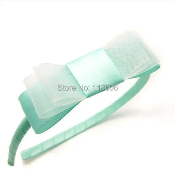 Aqua Satin Bow Headband,.jpg